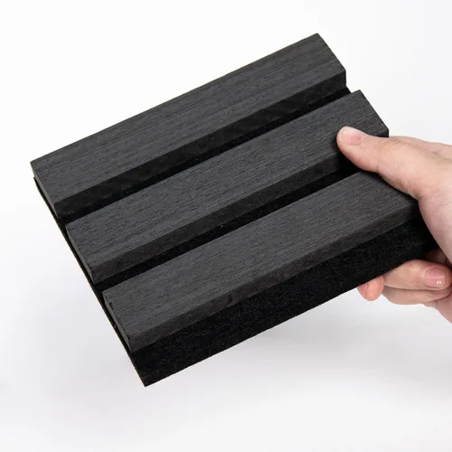 Miniatura 12 de Paquete de 6 paneles de pared de madera acústica, 94.5 x 8 pulgadas cada uno panel de pared insonorizado, paneles de listones de madera estriada 3D
