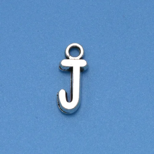 Miniatura 2 de 50 dijes de aleación con dije del alfabeto inglés J para hacer joyas, accesorios para hacer joyas, collar con inicial j para pulsera (plata antigua)