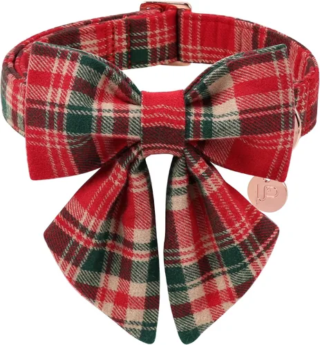 Miniatura 18 de Collar de Navidad para perro con pajarita, collar de Navidad para cachorros, hembras, machos, perros o gatos, collares con lazo con hebilla de metal