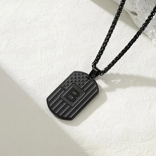 Miniatura 4 de Bellino Regalos de graduación – Collar con letra inicial de la A a la Z para hombres, niños, adolescentes, acero inoxidable, bandera estadounidense