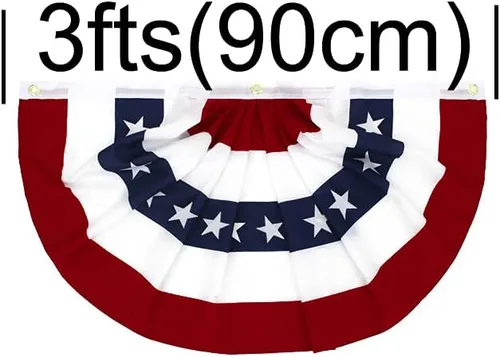 Miniatura 2 de Flaglink Bandera de abanico plisada estadounidense de 1.5 x 3 pies de ancho aproximado de 35.4 in – Bandera patriótica de Estados Unidos de medio