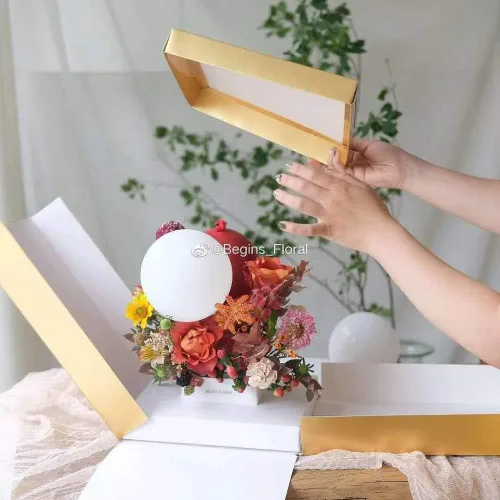 Miniatura 5 de Caja de regalo de flores sorpresa de explosión de 10 x 10 x 14 pulgadas, para propuesta de matrimonio, fiesta de cumpleaños, Navidad, día de la Rosa