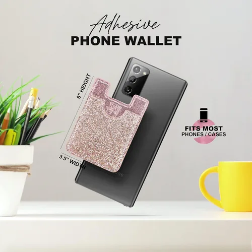 Miniatura 7 de Glitter Koala Pouch - Soporte para tarjetas de teléfono, billetera adhesiva (negro), Negro -, Moderno, compacto