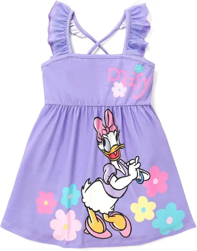 Disney Vestido de princesa Minnie Mouse Frozen Elsa para niñas, con volantes, sin mangas, entrecruzado, ropa de verano para bebé a niño pequeño