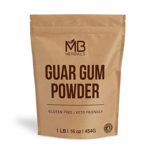 MB Herbals Goma de guar en polvo 1 lb / 16 oz (454g) | Agente espesante sin gluten para sopas, salsas, curries helados