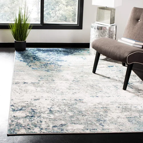 Miniatura 17 de SAFAVIEH Jasper Collection - Alfombra decorativa de 2 x 4 pies, gris y azul, diseño abstracto moderno, no desprende pelusa y de fácil cuidado, ideal