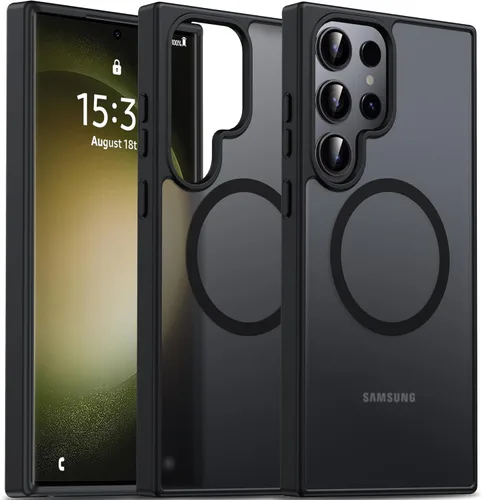 Miniatura 80 de Oterkin Funda magnética para Samsung Galaxy S24 Ultra mate, funda para teléfono S24 Ultra compatible con MagSafe, esmerilada, translúcida, a prueba