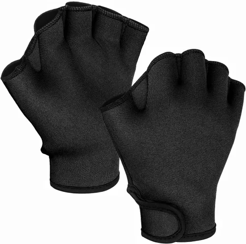 Miniatura 5 de FitsT4 Sports Guantes de natación con aletas Guantes de natación palmeados Fitness Aeróbico acuático Negro