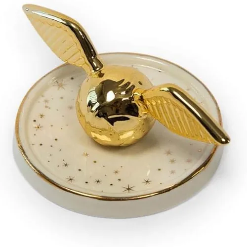 Miniatura 2 de Harry Potter Golden Snitch Bandeja de cerámica para baratijas Detalles decorativos dorados con temática de quidditch Plato de almacenamiento