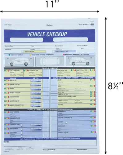 Miniatura 2 de SSWBasics Formulario de inspección de vehículos de 17/27 puntos, 8 1/2 pulgadas de alto x 11 pulgadas de ancho, paquete de 100