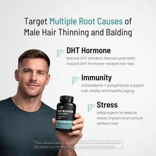 Miniatura 5 de Bloqueador de DHT para hombres Fórmula ultra potente para el crecimiento del cabello Saw Palmetto, Biotina, semilla de calabaza, extractos