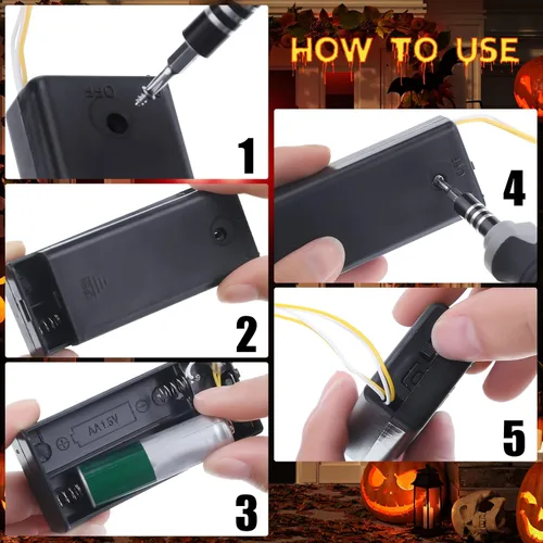 Miniatura 4 de 4 piezas de ojos con luz LED brillante de Halloween para máscara de cosplay, ojos láser con caja de batería, batería no incluida (luz roja)
