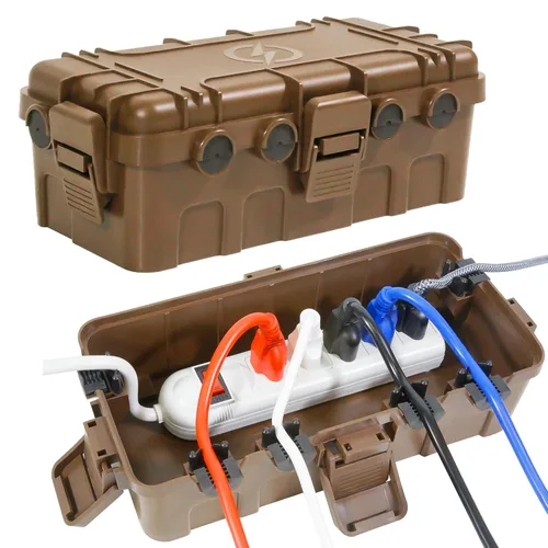 Miniatura 14 de Caja eléctrica mediana para exteriores (11.6 x 5.2 x 4.1 pulgadas), cubierta de cable de extensión impermeable IP54 con entrada de 6 cables, caja