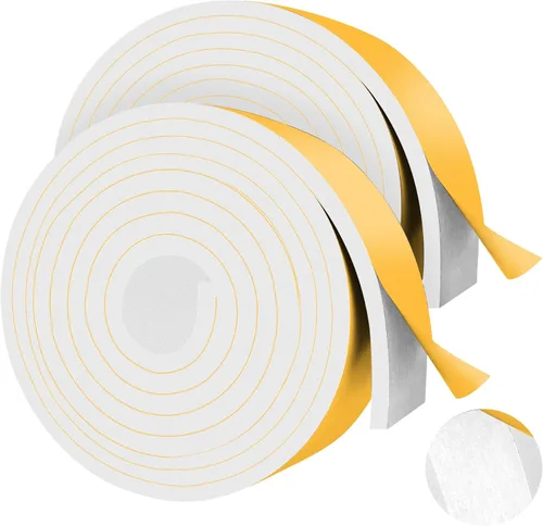 Miniatura 22 de Cintas de Espuma de 66 Pies Autoadhesivas, Tiras Selladoras de Espuma de 1/2 Pulgada x 1/8 Pulgada x 33.1 Pies Cada Rollo, Burletes de Alta Blanco