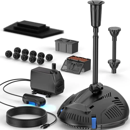 Miniatura 9 de NFESOLAR Kit de filtro de estanque todo en uno, con bomba de agua sumergible de 660 GPH, clarificador UV, filtración de 3 capas para estanques al