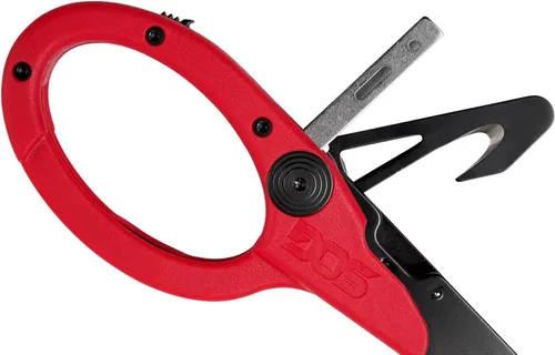 Miniatura 4 de Multiherramienta SOG ParaShears ligera de acero inoxidable para el campo, 11 herramientas con tecnología de palanca compuesta, rojo