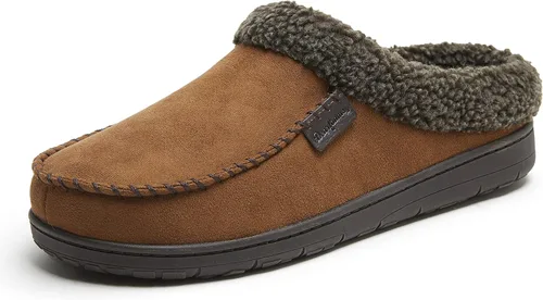 Dearfoams Brendan Zapatos para casa, tipo zueco, de espuma viscoelástica, transpirables, para interiores y exteriores, con horma amplia, para hombre