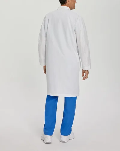 Miniatura 3 de Landau Abrigo de laboratorio para hombre de 41 pulgadas, longitud completa, 3 bolsillos, color blanco, uniforme médico