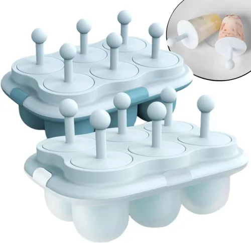 Miniatura 8 de Juego de 2 moldes para paletas de helado para niños, moldes de silicona para hacer helados, moldes de helado congelados, accesorios de cocina, fácil