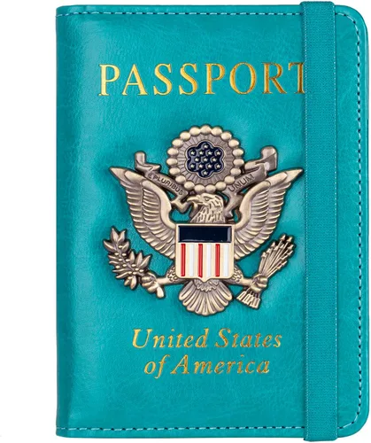 Miniatura 11 de TOURSUIT Combo de pasaporte y tarjeta de vacunación con bloqueo RFID, estuche protector para documentos de viaje, organizador de pasaporte de cuero