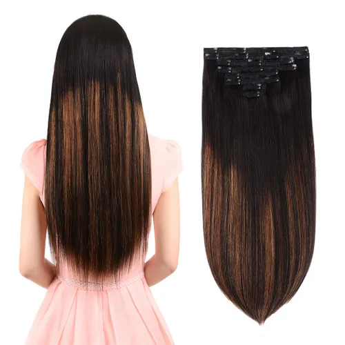 Miniatura 9 de Extensiones de cabello humano real con pinzas, 12 pulgadas, 2.89 oz, 8 piezas de extensiones de cabello Remy para mujer, color marrón medio