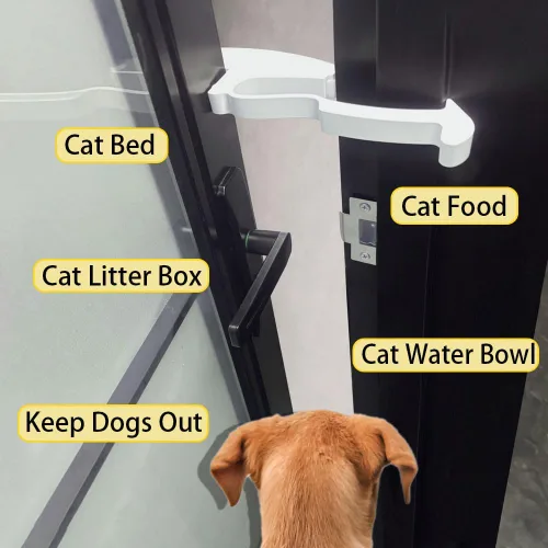 Miniatura 2 de Pestillo para puerta de gato, cerradura de tope de puerta para gatos para mantener a los perros fuera de la caja de arena, puerta interior, a prueba