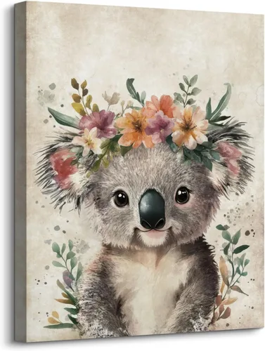 Miniatura 8 de Bonito mapache impreso para pared, póster retro de retrato de animales, divertido mapache con corona, pintura de granja, bosque, animales