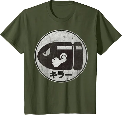 Miniatura 10 de Super Mario Camiseta con logotipo de Bullet Bill Distressed en Kanji