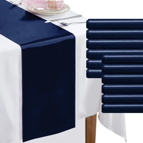 Miniatura 18 de Paquete de 2 caminos de mesa negros de 12 x 108 pulgadas, camino de mesa rectangular de seda satinada suave para bodas, banquetes, decoración
