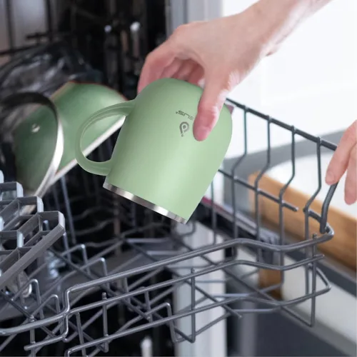 Miniatura 9 de Ideus Taza de café aislada de 16 onzas con asa y tapa, taza de café térmica al vacío de acero inoxidable de doble pared, taza de café de viaje