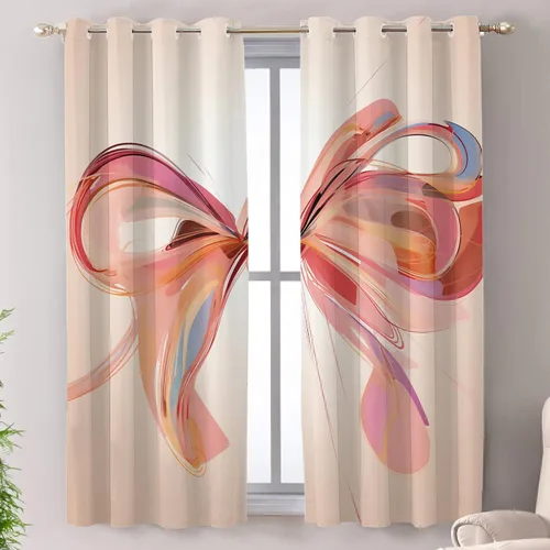 Miniatura 14 de Shrahala Floral Abstract Design Blackout Curtain Tiers, Minimalist Flower Illustration Kitchen Valance Light Blocking Tier Drapes with Rod Pocket, 2