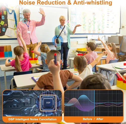 Miniatura 2 de Amplificador de voz inalámbrico para profesores con micrófono de solapa magnético, altavoz recargable portátil, Bluetooth 5.3, cancelación de ruido