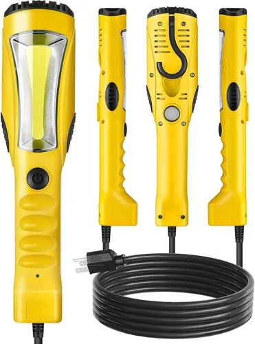 Miniatura 12 de Luz de trabajo LED de 18W, luz LED COB de 2000 lm de 15 pies, luz de mano para debajo del capó con cable de 16 calibre SJTW, gancho giratorio