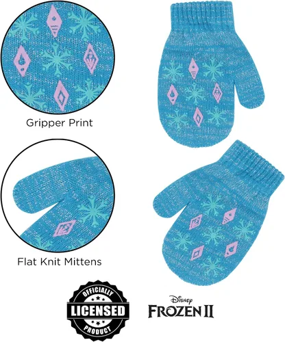 Miniatura 5 de Disney Juego de gorro y guantes de invierno para niñas de 2 a 4 años o Frozen 2 con gorro Elsa & Anna y guantes para niños de 4 a 7 años