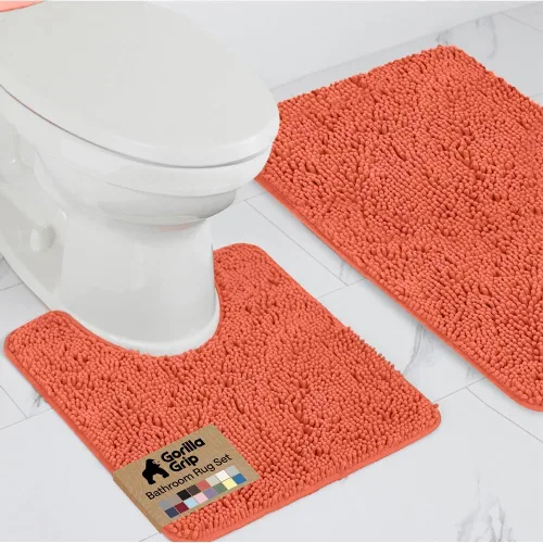 Miniatura 11 de GORILLA GRIP - Juegos de alfombras de baño, juego de 2 alfombras de chenilla suave, alfombra base para inodoro y alfombra de 30 x 20, alfombras Negro
