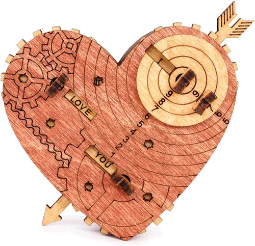 iDventure Corazón de leñador de estaño. Un cofre del tesoro mecánico – Joyería escondida regalos de boda – Cryptex – Embalaje de regalo Caja de