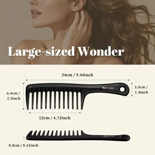 Miniatura 3 de HYOUJIN Cepillo de paleta desenredante de dientes anchos, color negro, el mejor peine de peinado para cabello rizado, húmedo y largo Verde