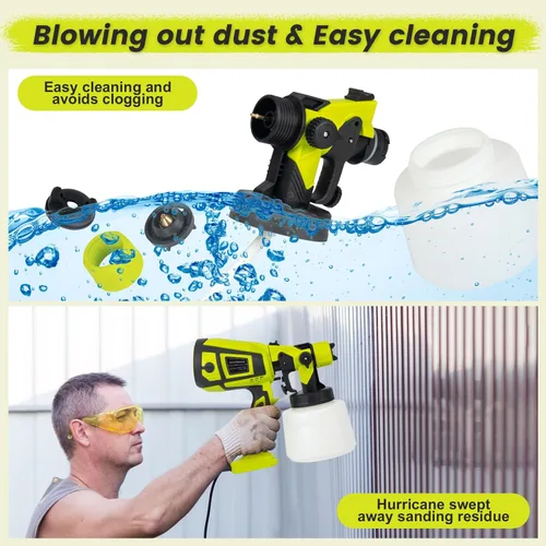 Miniatura 4 de Avsty Pistola pulverizadora de pintura eléctrica, pulverizador HVLP de 850 W de alta potencia con contenedor, boquillas y patrones de pulverización