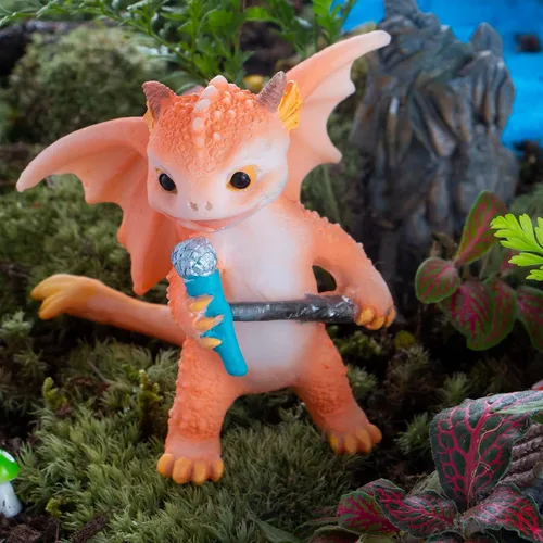 Miniatura 6 de Mini figura de dragón, decoración del hogar de resina, bonitos adornos, estatua de jardín de animales de la suerte para micro paisaje Canta