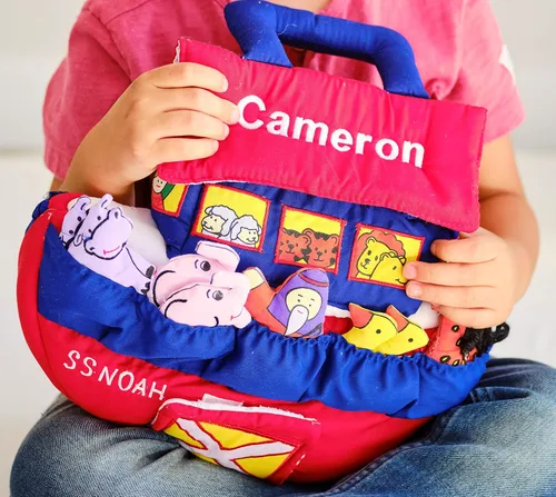 Miniatura 3 de Pockets of Learning Noah's Ark Adventure Soft Play Set de actividades interactivas para niños pequeños y niños Juguete educativo de tela bíblica