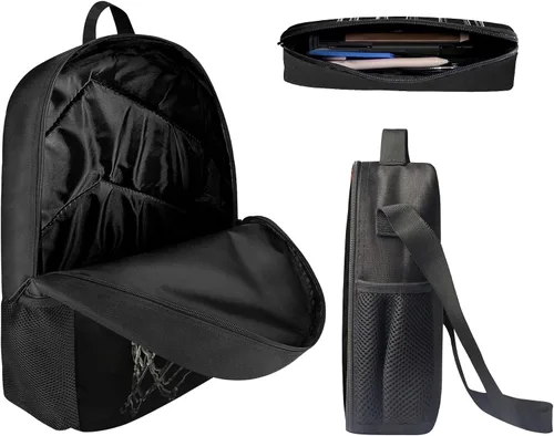 Miniatura 75 de HUGS IDEA Juego de 3 bolsas escolares con aislamiento térmico para el almuerzo, estuche para lápices