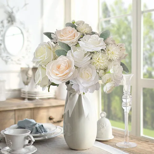 Miniatura 225 de FACINOC Ramos de Rosas Artificiales Naranjas, Juego de Caja de Flores Artificiales con Tallos para DIY, Bodas, Despedidas de Soltera, Decoraciones