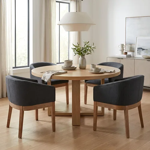 Miniatura 13 de RIVOVA Juego de 2 Sillas de Comedor Beige de Mediados de Siglo Modernas Sillas de Comedor Tapizadas en Lino Sillas de Cocina y Comedor con Respaldo
