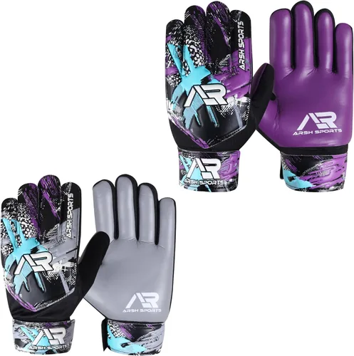 Miniatura 4 de Arsh - Paquete de 2 guantes de portero de fútbol, guantes de portero de fútbol para niños, jóvenes, niños, muñecas dobles Amarillo\Negro azabache