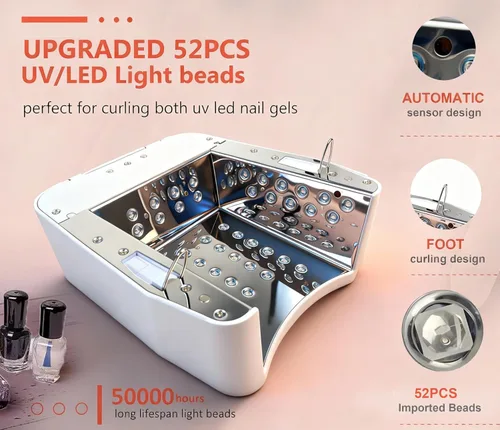 Miniatura 6 de Lámpara de uñas LED inalámbrica UV, secado de uñas profesional de gel de curado rápido, 2 piezas de batería de 5200 mAh, lámpara de curado