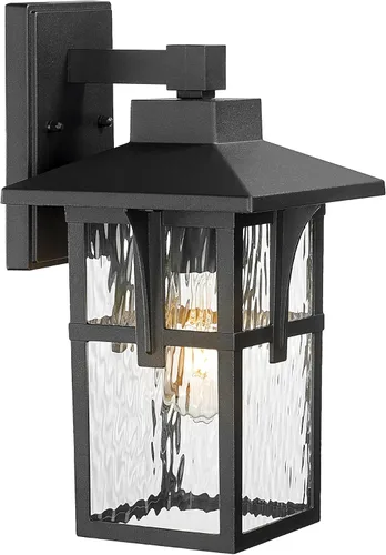 Miniatura 9 de HWH - Lámpara de pared para exteriores, 2 unidades, apliques de pared exterior con vidrio ondulado de agua, luces exteriores para porche, patio