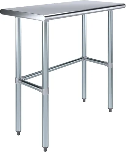 Miniatura 33 de Mesa de trabajo de acero inoxidable de base abierta de 14 pulgadas x 48 pulgadas Residencial y comercial Preparación de alimentos Estación