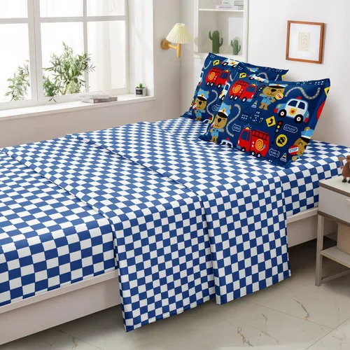 Miniatura 6 de Juego de edredón de carro de policía para niños pequeños, juego de ropa de cama de camión de bomberos y carro de policía, colección de ropa de cama