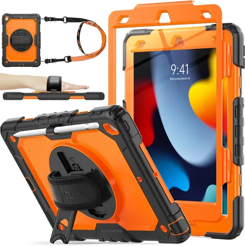Miniatura 18 de SEYMAC stock Funda para iPad de 9ª/8ª/7ª generación de 10.2", a prueba de golpes con protector de pantalla, soporte para lápiz