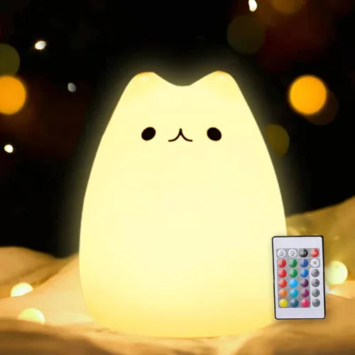Miniatura 10 de ZKLiLi Luz nocturna para niños, linda lámpara de conejo, 16 colores+toque+luz nocturna de silicona para niños, luces nocturnas de conejo recargables